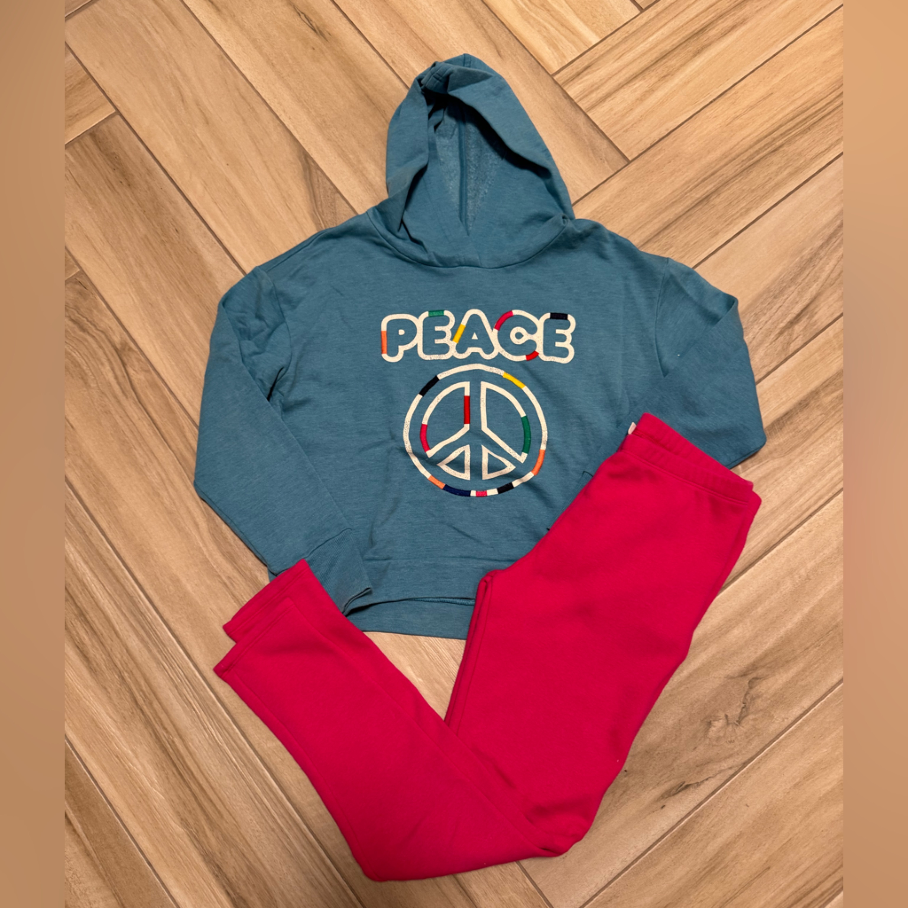 Girls Gymboree Teal Blue Pullover Hoodie And Leggings Set
